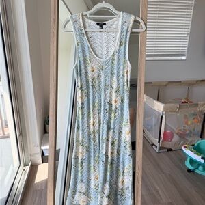 Aqua Floral Maxi Dress - Blue and White